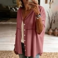 thumbnail image 5 of Craaazy Women's Plus Size Casual Linen Blend Top, V Neck 3/4 Sleeve Solid Color Button Up Blouse, Comfortable Shirt for Everyday Outfits, 5 of 7