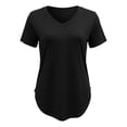 thumbnail image 5 of Womens T Shirts V Neck Short Sleeve Plus Size Basic Tee Curved Hem Tunic Tops,Black,4XL, 5 of 5