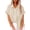 Brown, variant on Linen Shirts for Women Plus Size Button Down Shirts Short Sleeve Cotton Linen Collared V Neck Solid Work Gauze Blouses 2025 Hot Pink,M