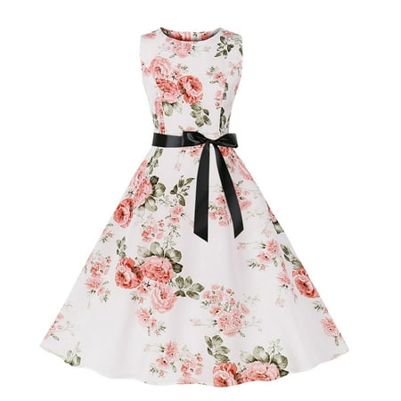 

Formal Dresses for Women Sweater Dress Women s Summer Dresses for Women Beach Floral Print Sleeveless Tank Swing Dress Summer Savings Clearance 2022 Maternity Dress Cocktail Dress Pink S