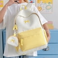 thumbnail image 5 of Bow Embroidery School Backpack, Star Print Backpack with Mini Pendant Bag, Lightweight Loptop Backpack for Travel Shopping (Yellow), 5 of 9