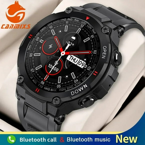 K22 watch Bluetooth Call Smart Watch Men Outdoor Sports Fitness Tracker Heart Rate Music Play Smartwatch For Android IOS Black Strap charger_10