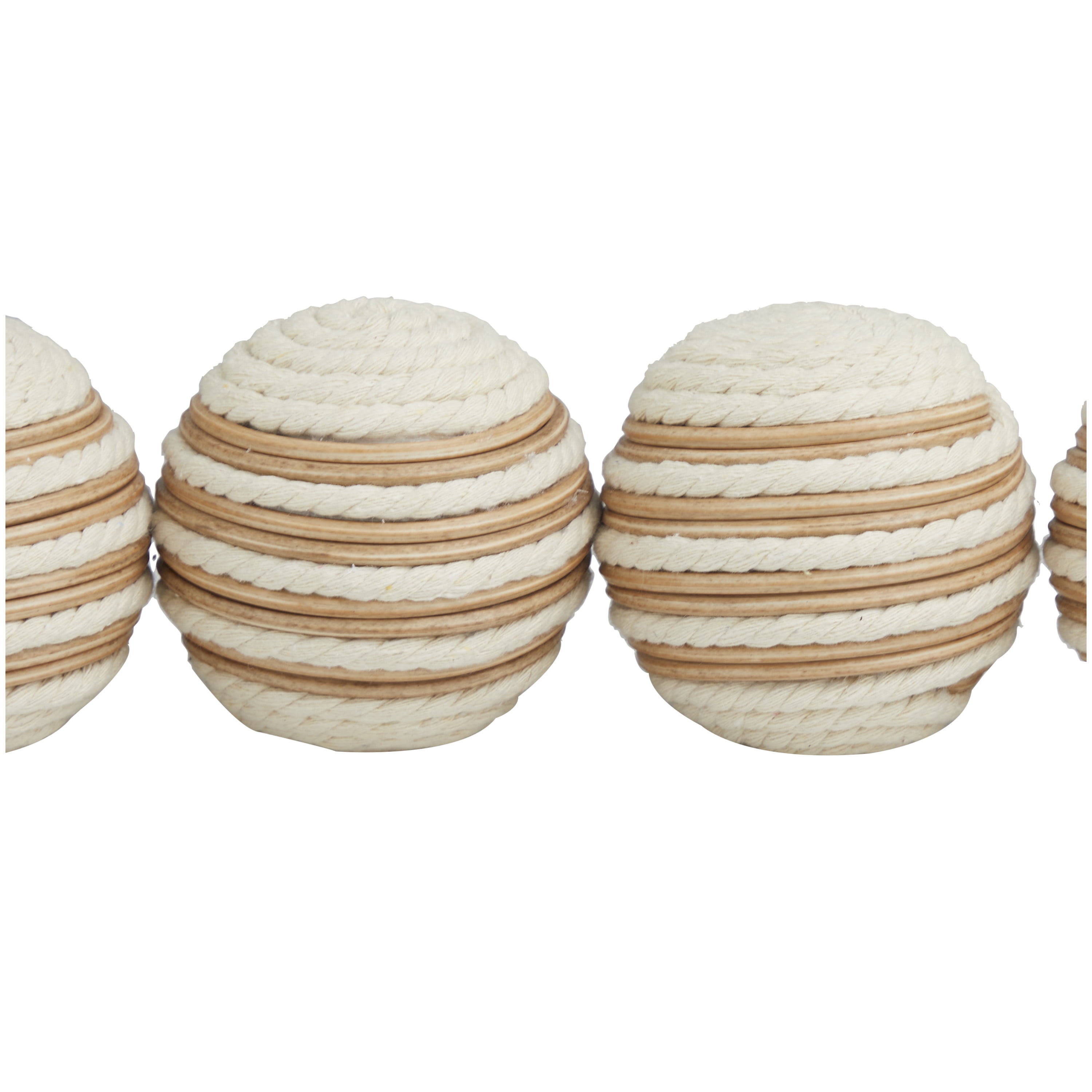 DecMode White 4" Handmade Decorative Ball Jute Orbs & Vase Filler (4 Count)
