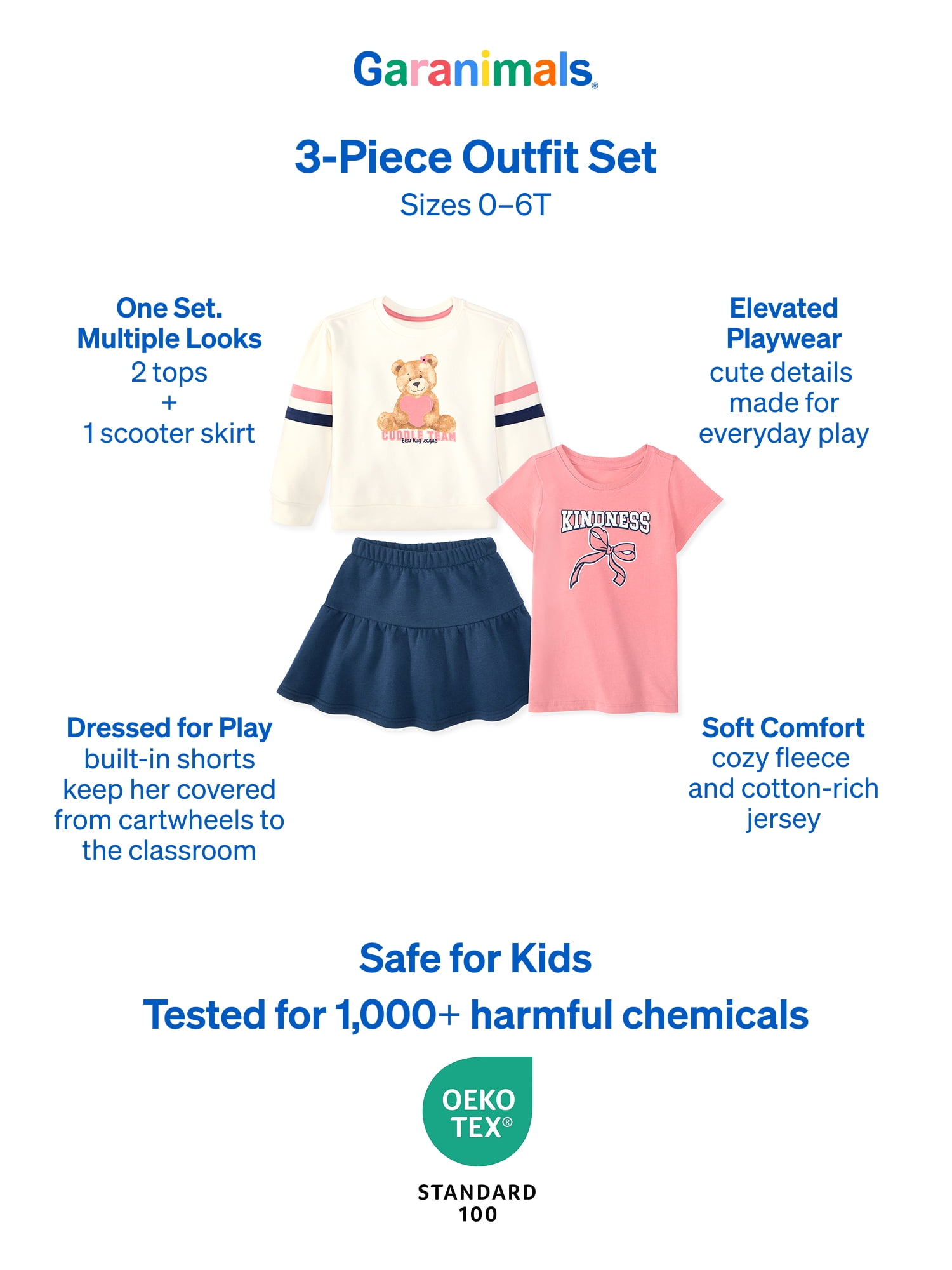 Garanimals Baby & Toddler Girl 3-Piece Outfit Set, Sizes 0-6T
