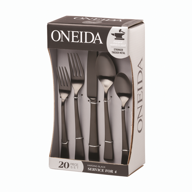 USA ONEIDA CRAFT DELAXカトラリー　5×4 20本セット 2 pack) Oneida Harding 20-Piece Black Satin Stainless Steel