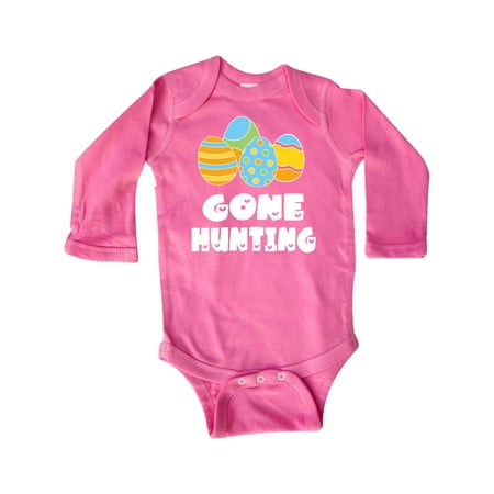 

Inktastic Gone Hunting Blue and Yellow Easter Eggs Gift Baby Boy or Baby Girl Long Sleeve Bodysuit