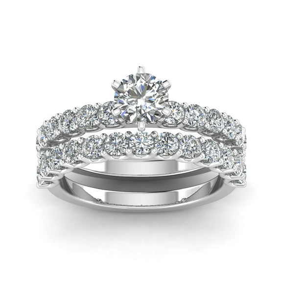 Certified 3.00ctw Diamond Solitaire Engagement Ring Bridal Set in 14k White Gold (G-H, I1)