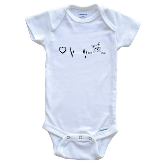 Heart Heartbeat Line Chart Boston Terrier Dog Breed Baby Bodysuit, 3-6 months white