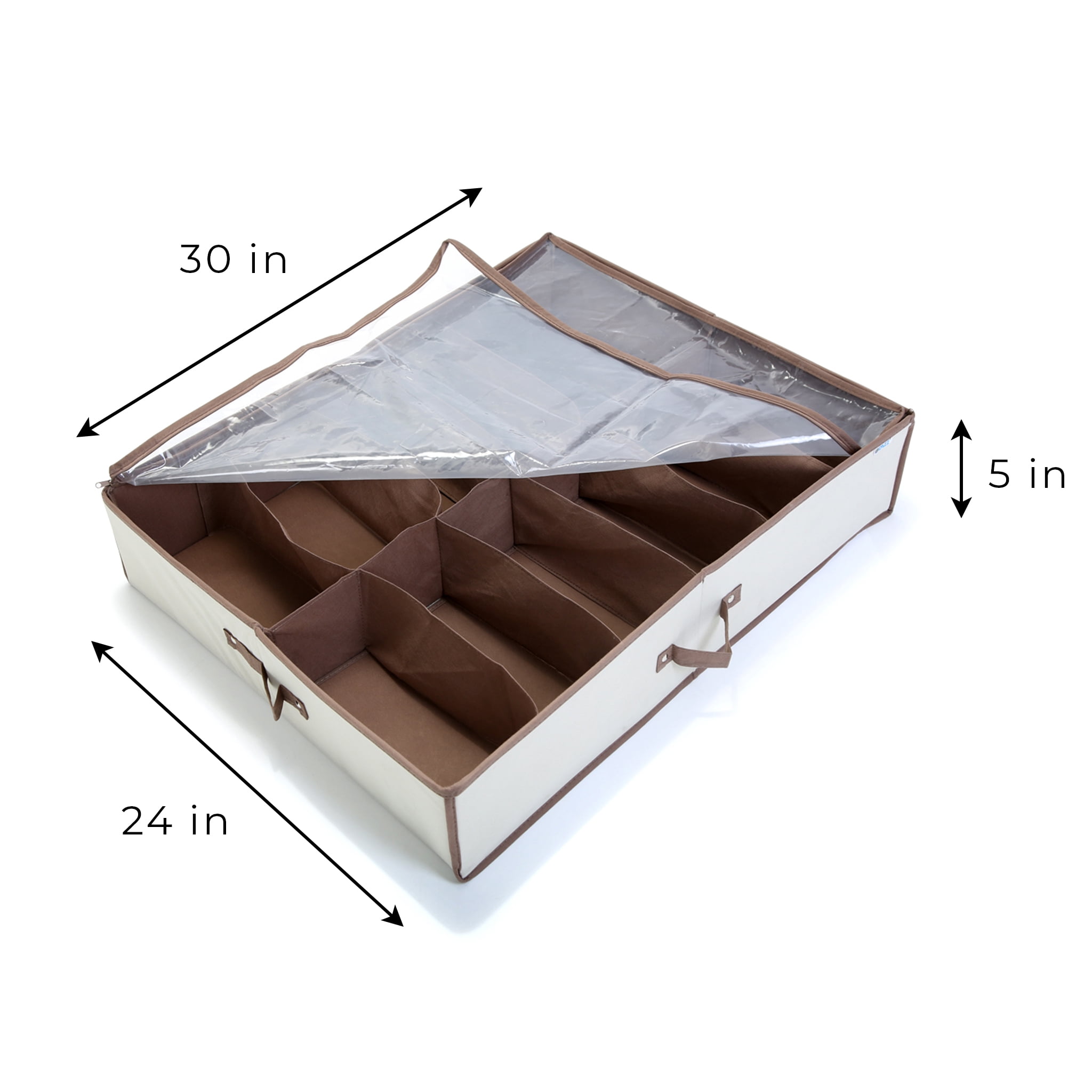 Smart Design Under the Bed 12 Compartment Shoe Organizer Storage Bag - Holds 12 Pairs of Shoes - 30 x 6 inch - Canvas- Sold in a set of 3