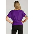 thumbnail image 4 of Women's Solid Short Sleeve V Neck Dolman Top With Side Shirring DKPurple XL, 4 of 4