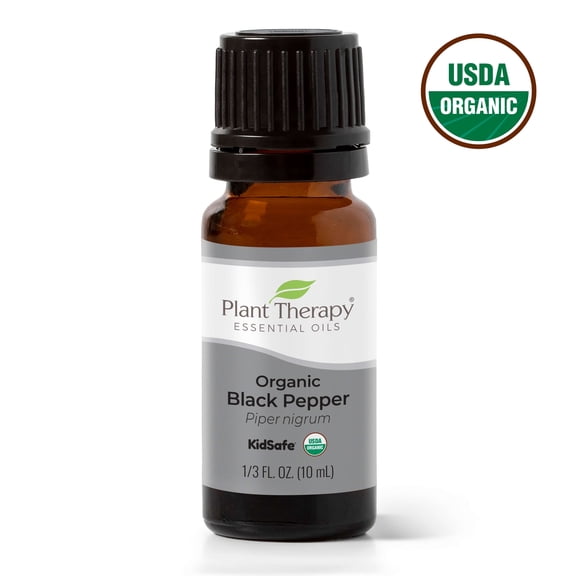 Plant Therapy Black Pepper Organic Essential Oil 10 mL (1/3 oz) 100% Pure, Undiluted, Natural Aromatherapy