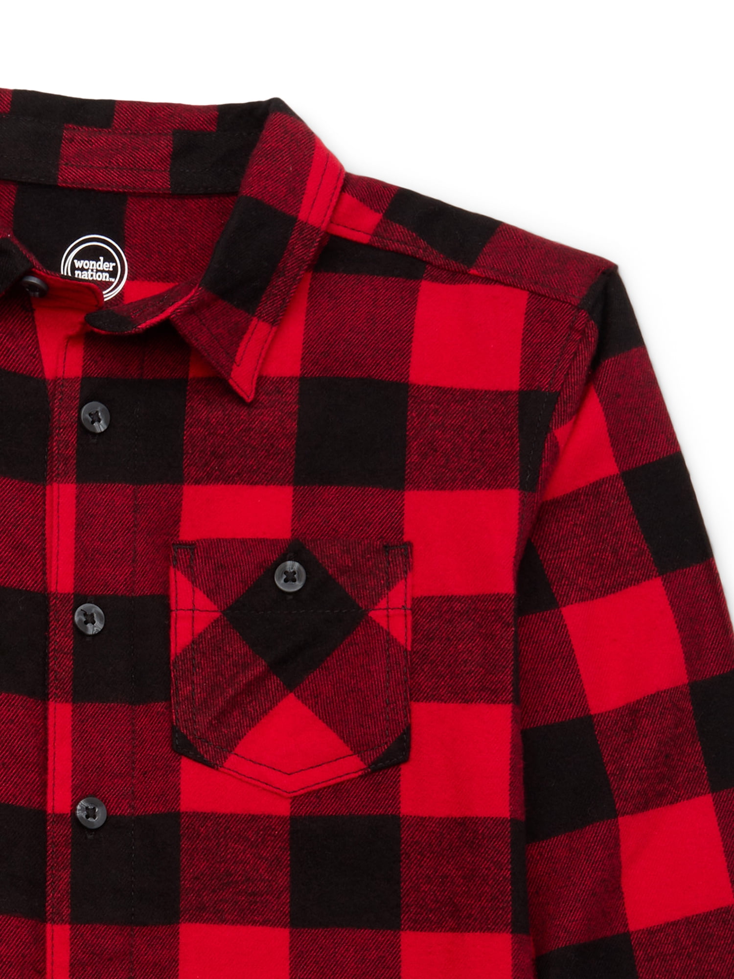 Wonder Nation Boys Long Sleeve Flannel Shirt, Sizes 4-18 & Husky