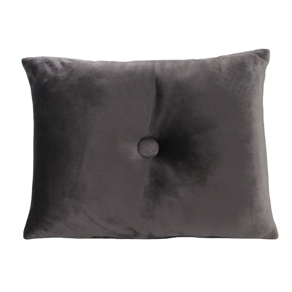 Jordan Manufacturing 20" x 14" Dark Gray Solid Rectangular Tufted Decorative Lumbar Throw Pillow with Fabric Button