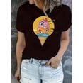 thumbnail image 1 of Women's Creative Eye Ice Cream Print T-Shirt, Casual Crew Neck Short Sleeve Top, Polyester 95% Spandex 5% Knit Fabric, Medium Stretch, All Season Fashion Tee, Casual Wear | Creative Print Tee | Polye, 1 of 6