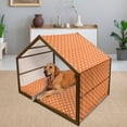 thumbnail image 2 of Orange and White Pet House, Japanese Lotus Flower Silhouettes Blossoming Spring Season Pattern, Outdoor & Indoor Portable Dog Kennel with Pillow and Cover, 5 Sizes, Orange and White, by Ambesonne, 2 of 4