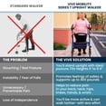 thumbnail image 5 of Vive Mobility Upright Walker T-Series – Outdoor Stand-Up Rollator with Seat for Seniors, Blue, 5 of 9