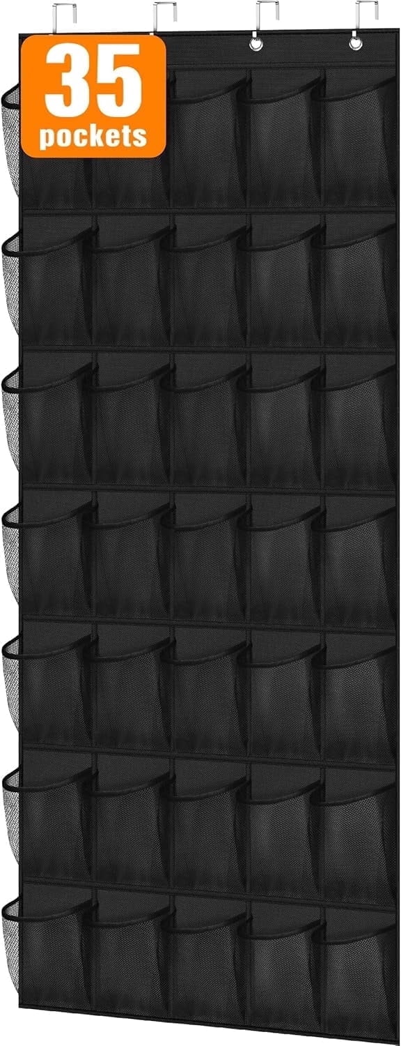 Scidweet Over-the-Door Shoe Organizer, 35 Pockets, Black photo 1
