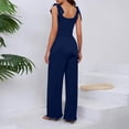 thumbnail image 4 of Jumpsuits for Women Sleeveless Wide Leg Loose Overalls with Pockets Bow Straps Summer Vacation Beach Long Rompers Navy S, 4 of 5