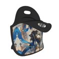 Neoprene Lunch Bags for Men Women, Exotic Blue Cat Insulated Lunch Box