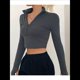 thumbnail image 5 of Camisas de Larga para Mujer, Blusas Informales de Negocios con Cuello en V, Suéter de Punto Acanalado, Blusas Ajustadas, Ropa Y2k Gris L, 5 of 10