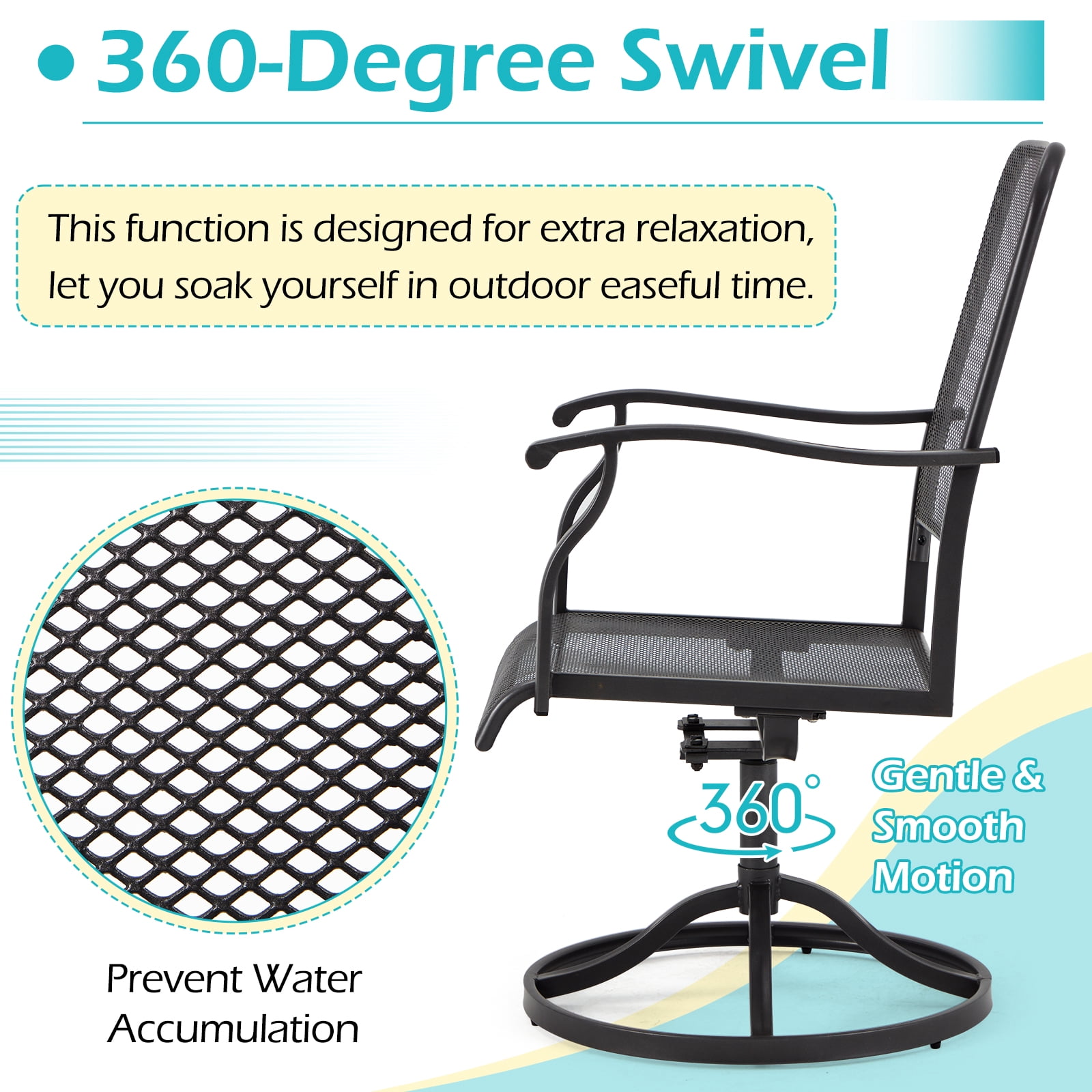 AECOJOY Swivel Chairs Set of 2 Patio Dining Rocker Chair Rocking Patio Furniture for Garden Backyard Bistro