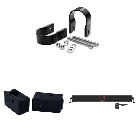Wet Sounds STEALTH-XT-12-B STEALTH XT 12 Speaker All-In-One Amplified Bluetooth Soundbar With Remote – Black with Slider Brackets and 1.75" Round Clamps
