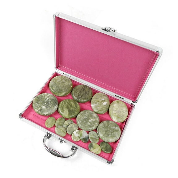 16Pcs Hot Stones Set Hot Rocks Massage Stones Kit with Heater Box for Body Massage