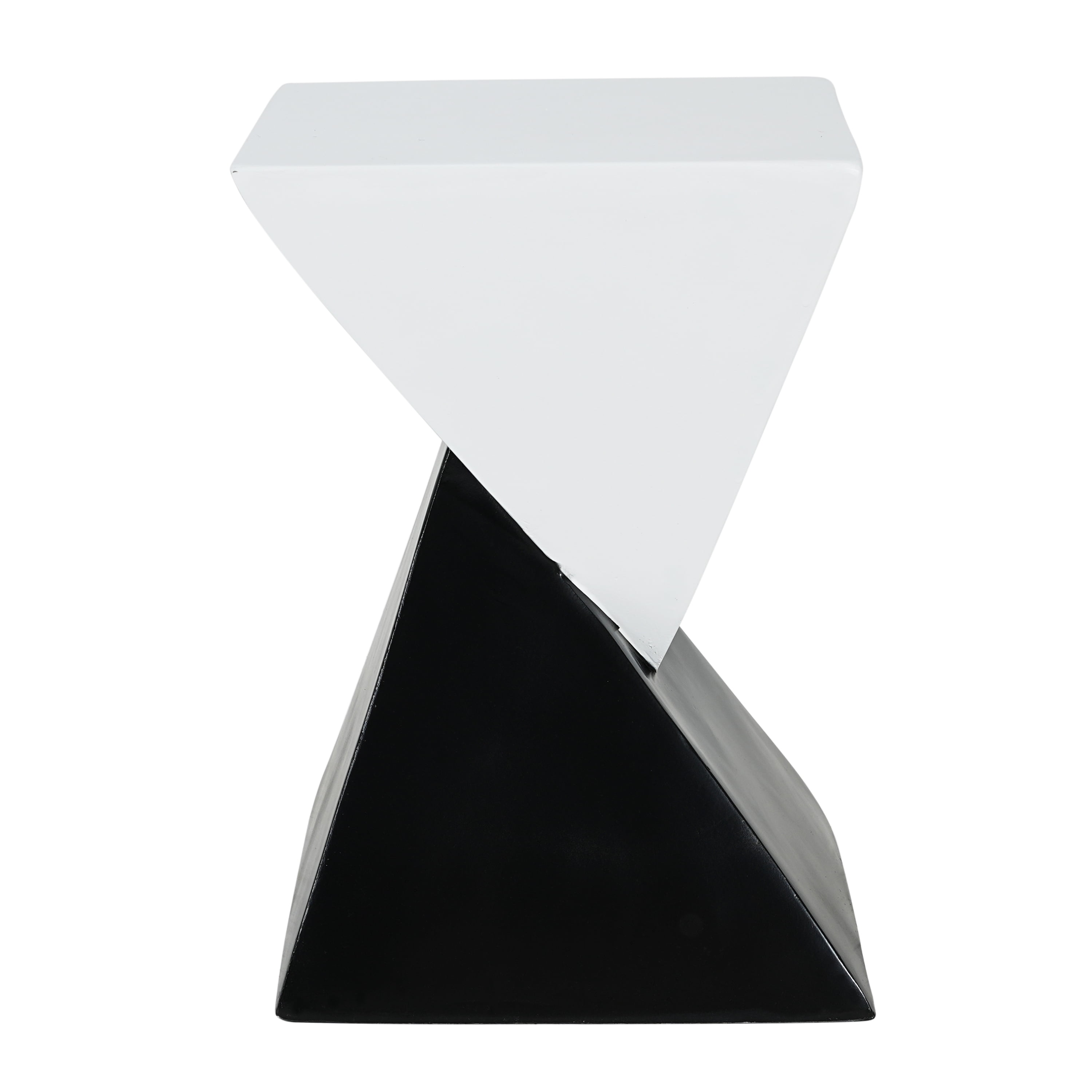 Geometric Side Table, Black and White Two Tone End Table for Living Room Patio Garden, Black and White