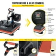 thumbnail image 3 of VEVOR Heat Press, 5 in 1 15 x 15 Inch Heat Press Machine, Dual LED Display Heat Press Machine, Multifunctional Sublimation, for T-Shirts, Swing Away Design, 3 of 9