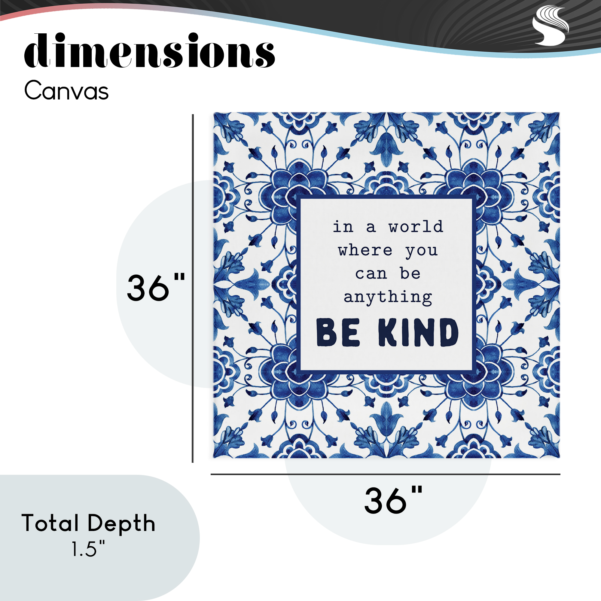 Patterned Be Kind Encouragement Canvas Wall Art, design by Lettered and Lined