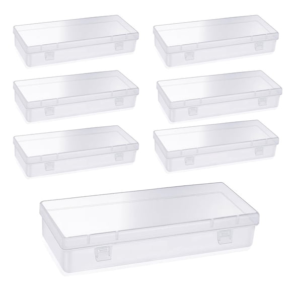 6PCS Flat Rectangular Box,Clear Storage Containers,Plastic Storage Box,Jewelry Display Cases,Earrings Storage Cases,Parts Hardware Tool Box,Pencil Case,for Beads and Crafts