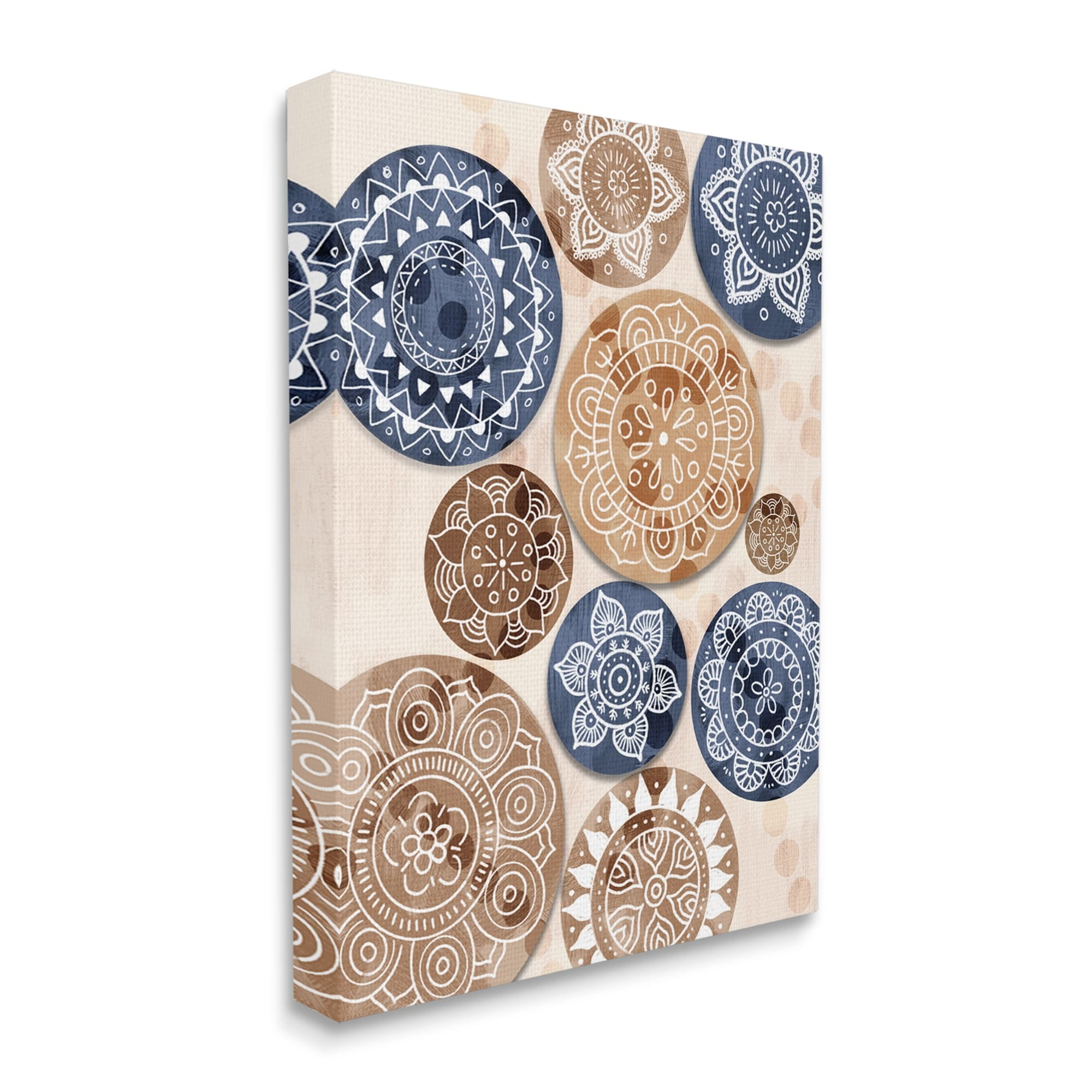 Stupell Industries Lively Mandala Paisley Shapes Pattern Blue Brown Canvas Wall Art, 30 x 40, Design by Ziwei Li