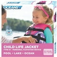 thumbnail image 6 of Oceans7 Child Open Side Life Vest, Durable, Easy Fit, 30-50 lbs, Pink/Purple, 6 of 7