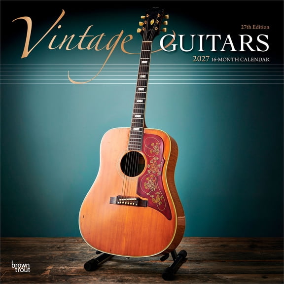 Vintage Guitars | 2027 12x24" (Hanging) Wall Calendar | Foil Stamped Cover