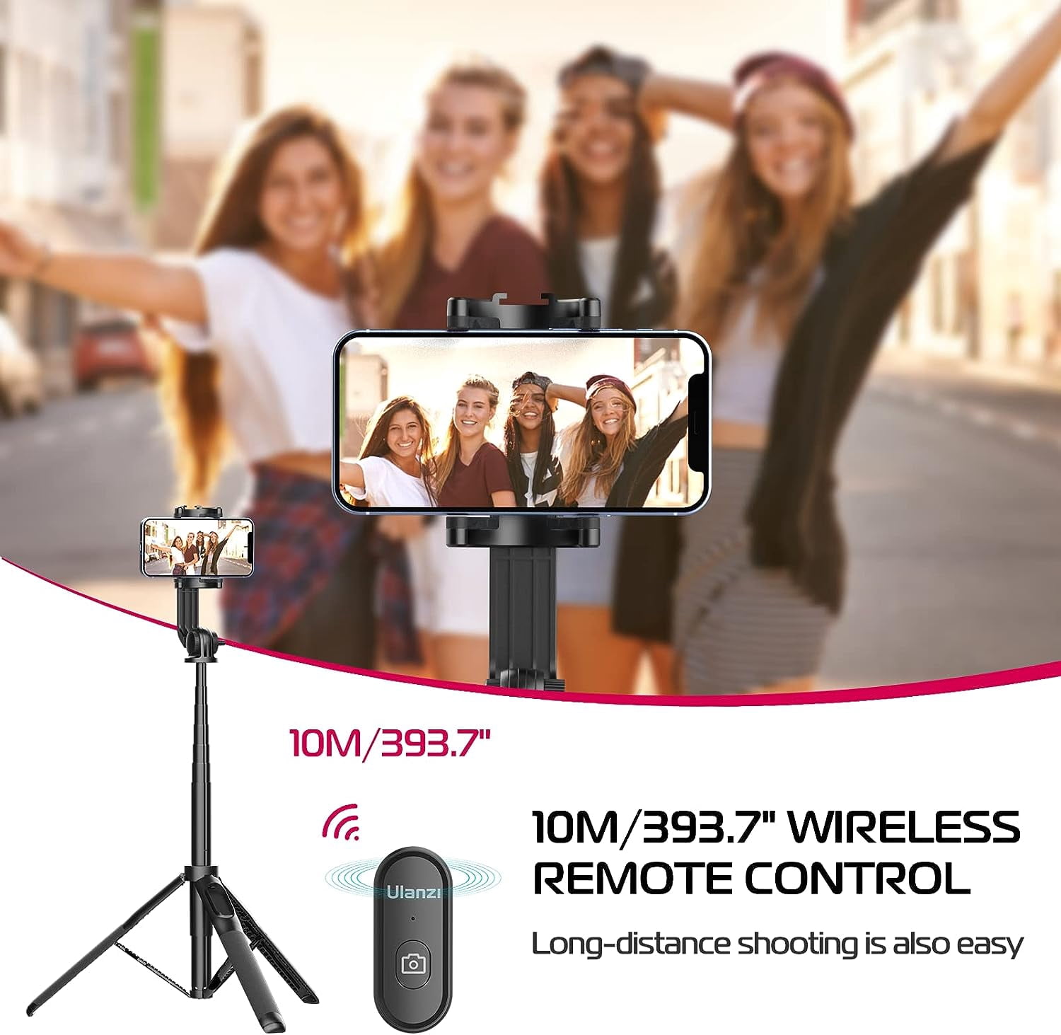 Ulanzi SK-03 Selfie Stick Tripod, 64" Professional Stable Phone Tripod Stand for Smartphone/Action Camera