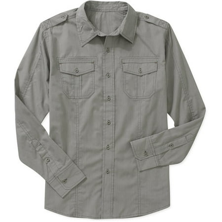 No Boundaries Men's Yarn Dye Plaid Woven Shirt