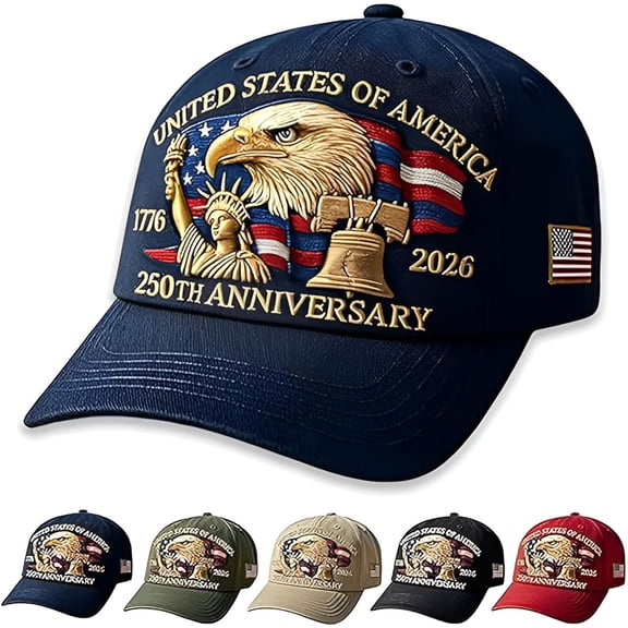 TELOLY United States 250th Anniversary Celebration Hat, Adjustable Retro Patriotic Cap for Men Women