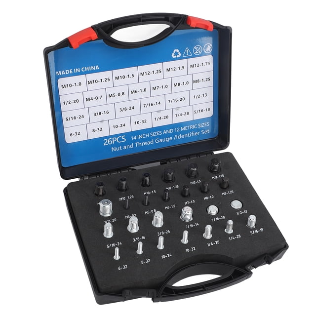 Nut Bolt Thread Checker,26 PCS Nut Bolt Nut Bolt Thread Checker Kit Nutand Bolt Gauge Set Tried and Trusted