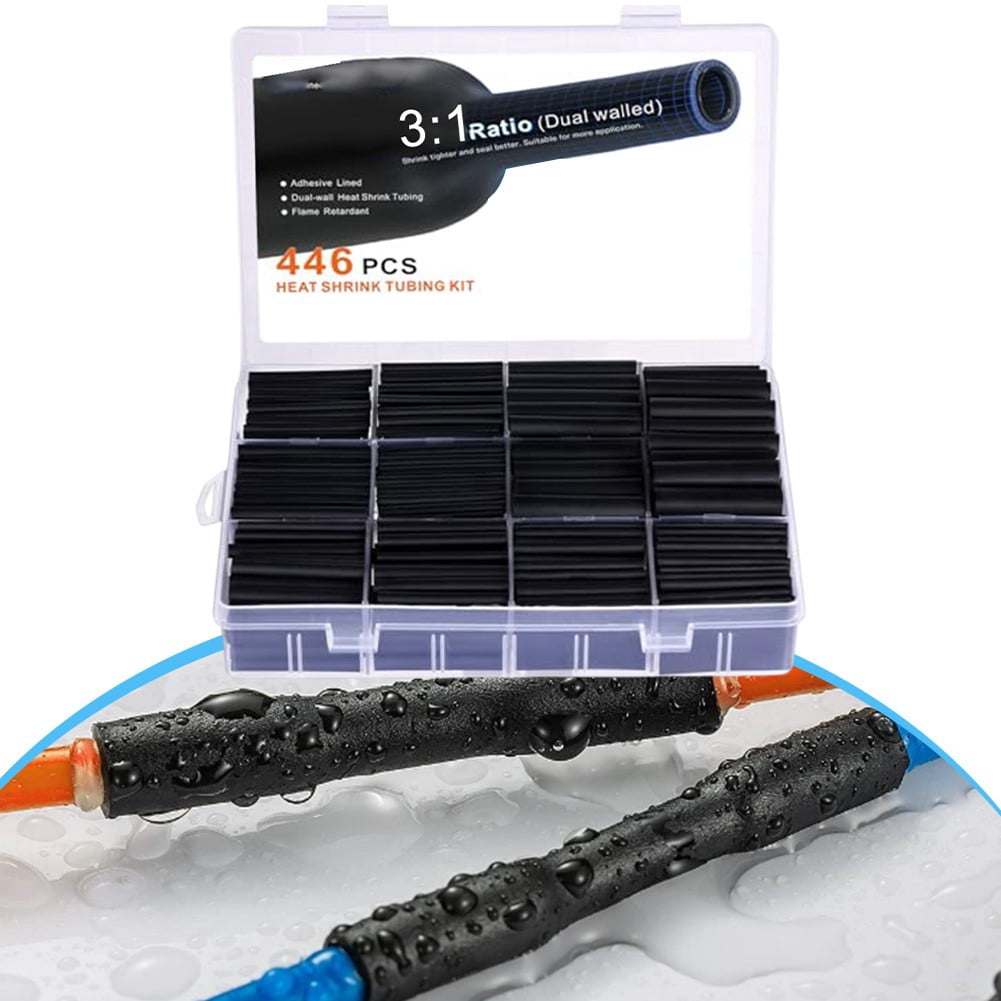 446Pcs Heat Shrink Tubing Kit 3:1 Ratio For Industry Ships Wire Connections Etc
