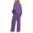 thumbnail image 5 of Tracksuits for Women Set Solid Color Zip Up Stand Collar Jacket and Wide Leg Pants with Pockets for Gym Workouts and Athletic Sports, 5 of 8