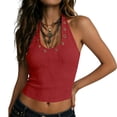 thumbnail image 5 of ClodeEU Women's V Neck Sleeveless Cropped Tank Top ,Casual Summer Crop Top Red,Women's Plus XXL, 5 of 8