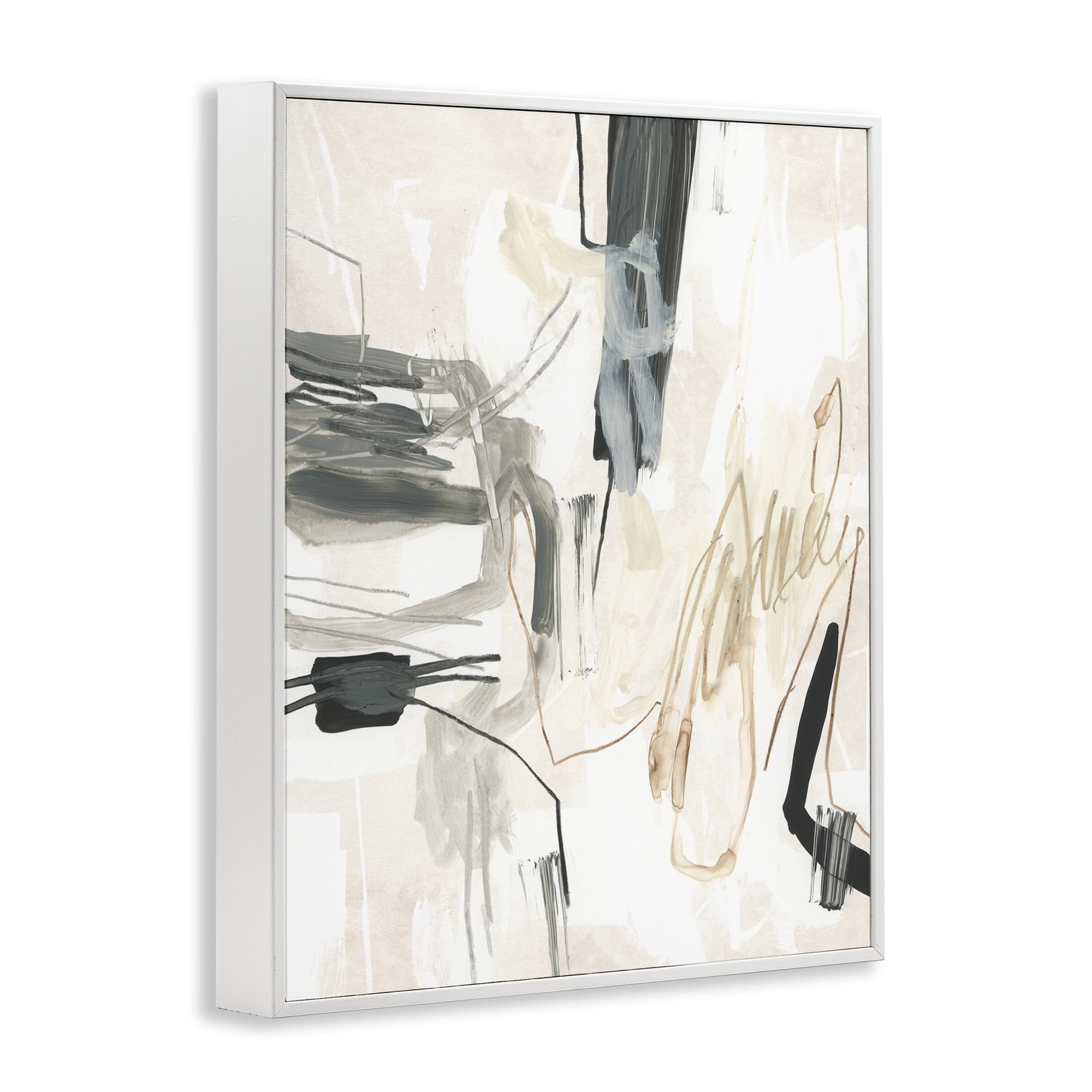 Stupell Industries Expressive Neutral Tones Scribble Abstract Painting White Framed Art Print Wall Art, 11 x 14