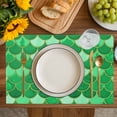 thumbnail image 4 of Green Fish Scale Placemats Set of 6, Modern Geometric Ombre Abstract Moroccan Placemats for Dining Table, Place Mats for Kitchen Tabletop, Waterproof Wipeable Dining Table Mats Set, 4 of 9