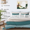 thumbnail image 3 of Teal Beige Duvet Cover Set King Size, Gradient Waves Abstract Ombre Stripes Modern 4 Piece Soft Microfiber Bedding Set with 1 Duvet Cover, 1 Flat Sheet, 2 Pillowcases, 3 of 9