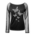 thumbnail image 3 of TSADFHJI Hauts d'Été pour Femmes Tendance Léger Chandail Aguichant Manches Longues Design en Filet Rhinestine Col Rond Automne Hiver Décontracté Chemise à Bretelles pour Fête m Argent, 3 of 5