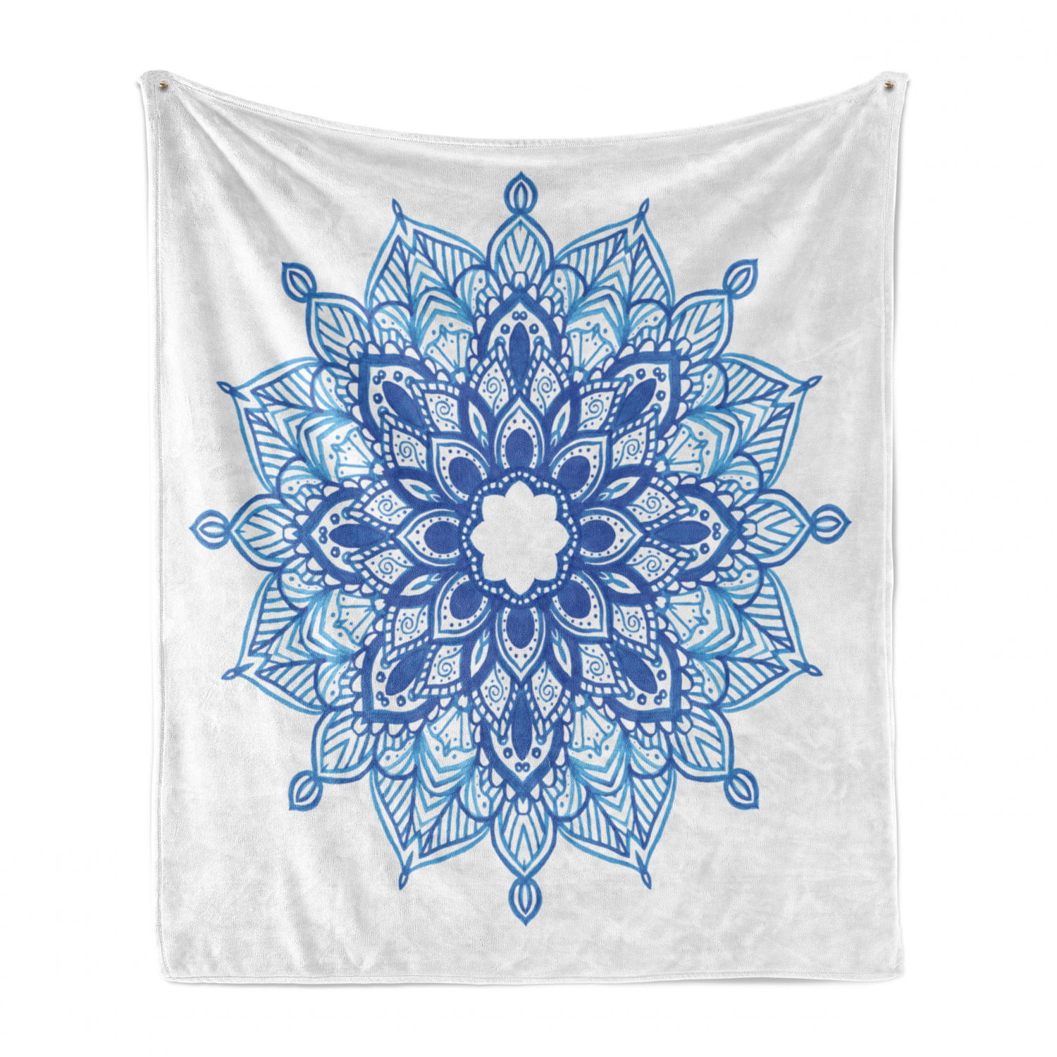 Floral Motifs Bohemian Abstract Pattern 60 x 80 Ambesonne Blue Mandala Soft Flannel Fleece Throw Blanket Cozy Plush for Indoor and Outdoor Use Pale Blue Slate Blue 