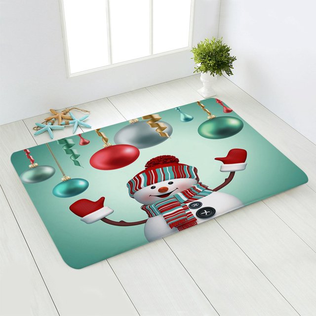 Decoración Navideña Alfombra Papá Noel Elk Franela Antideslizante Absorbente Puerta de Decoración para Adorno vidad Cualquier ión M Soledad Alfombra manta