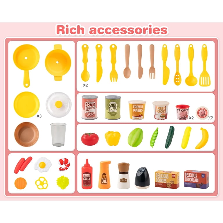 Mundo Toys Spray Kitchen Pretend Playset, 52-Piece, with Water