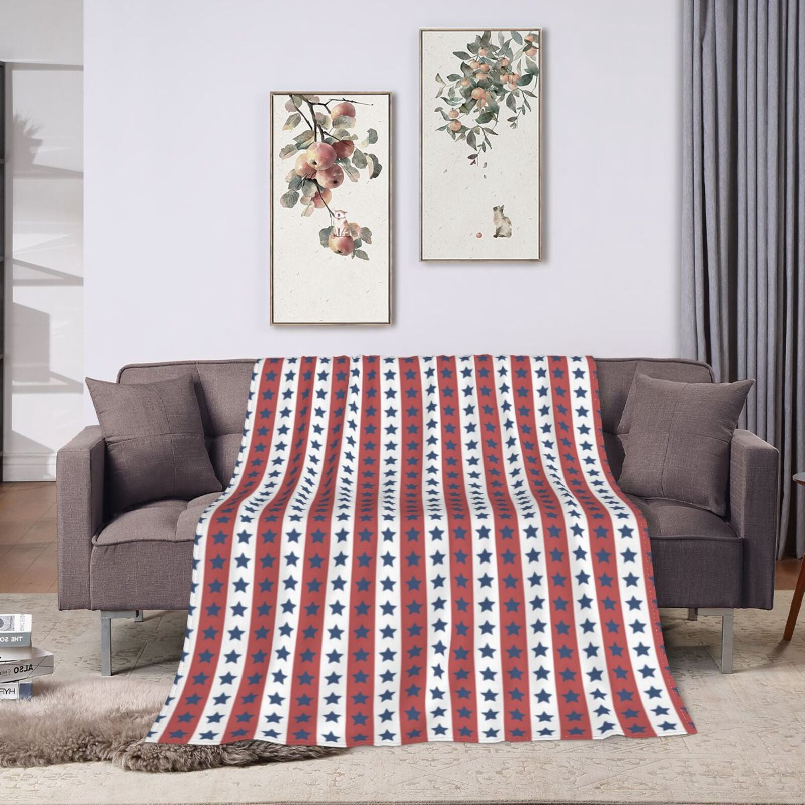 ZNDUO Usa Stars Stripes Red White Blue Pattern Throw Blanket ...