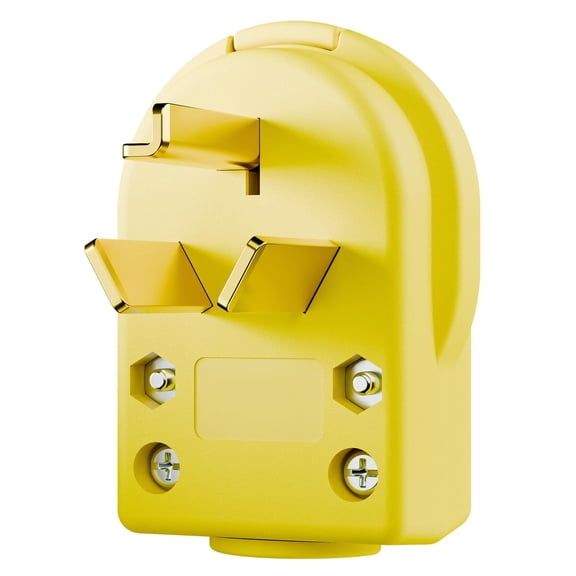 Strhowill 1 pcs NEMA 10-30P Straight Male Plug, 30 Amp 125/250V DIY Hardwiring Dryer Replacement Plug,for workshop temporary power, Yellow